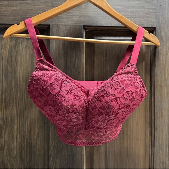 Knix Wireless DEEP RED Lace bustier bra - size S++ - Picture 2 of 11